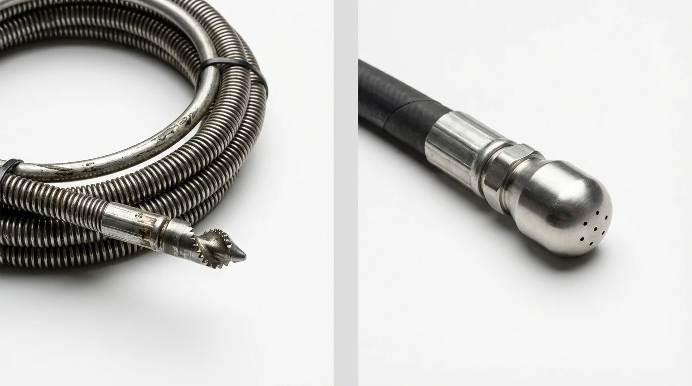 Drain snake cable and hydro jetting nozzle used for drain cleaning in Glasgow, KY