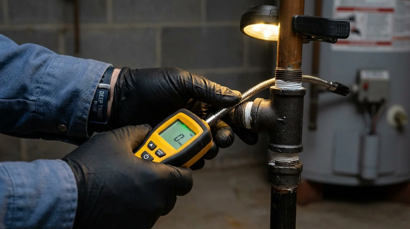 Gas leak detection with electronic sniffer by Johns Plumbing LLC in Glasgow