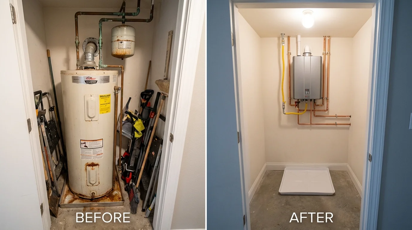Tank water heater versus wall-mounted tankless unit comparison for Glasgow, KY homeowners